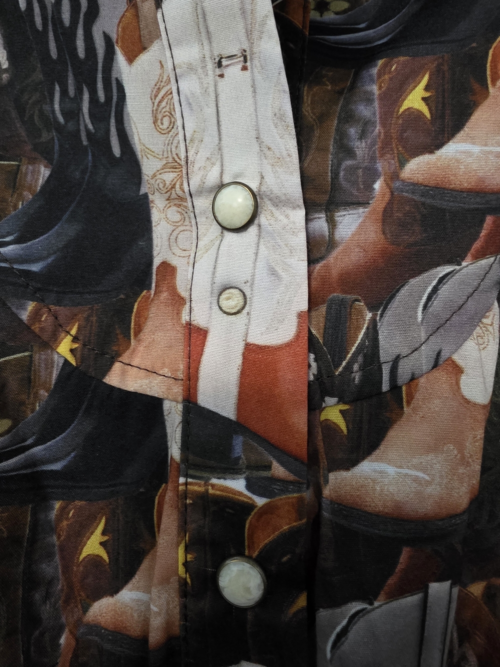 Lucky & Blessed Brown Multi Western Boot Print Long Sleeve Shirtdress - Picture 3 of 10